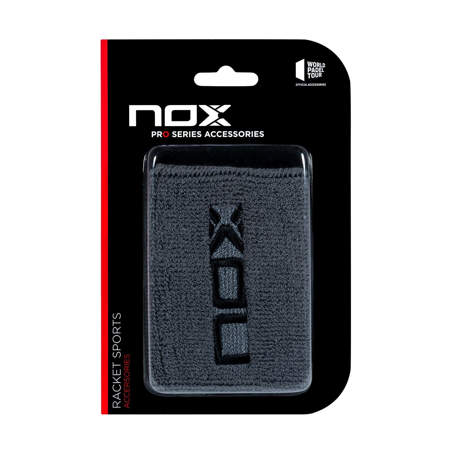 CAJA 6 UDS - BLISTER (2 UDS) MUÑEQUERA NOX GRIS LOGO NEGRO