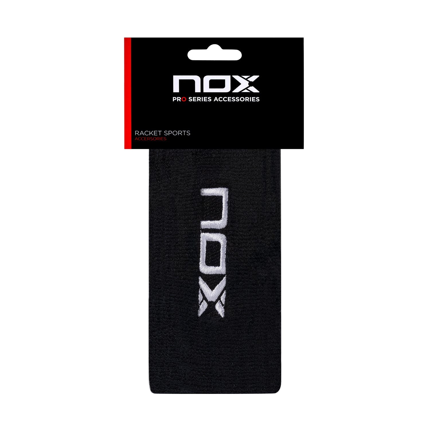 CAJA 6 UDS - BLISTER (2 UDS) MUÑEQUERA NOX LARGA NEGRA LOGO BLANCO