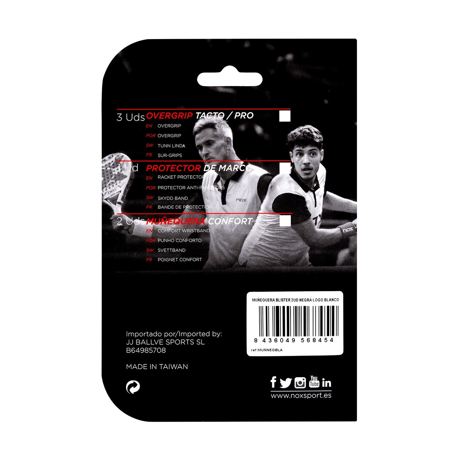 CAJA 6 UDS - BLISTER (2 UDS) MUÑEQUERA NOX NEGRO LOGO BLANCO