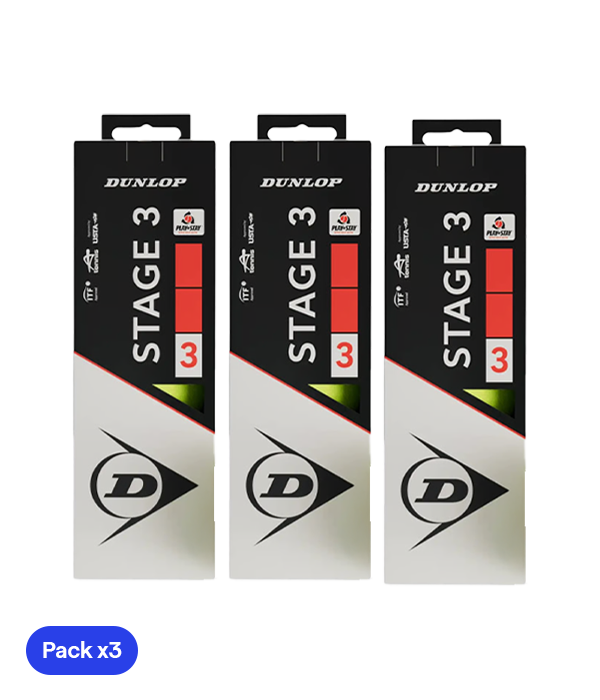 Pelotas Dunlop Stage 3 Rojo/Amarillo (Pack x3) 2025