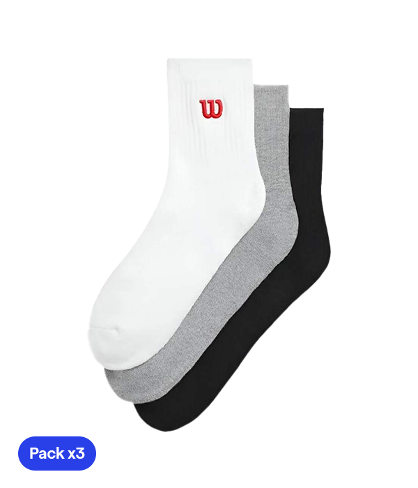 Calcetines Wilson Quarter Top Bright White/Black/Grey (Pack x3) 2025
