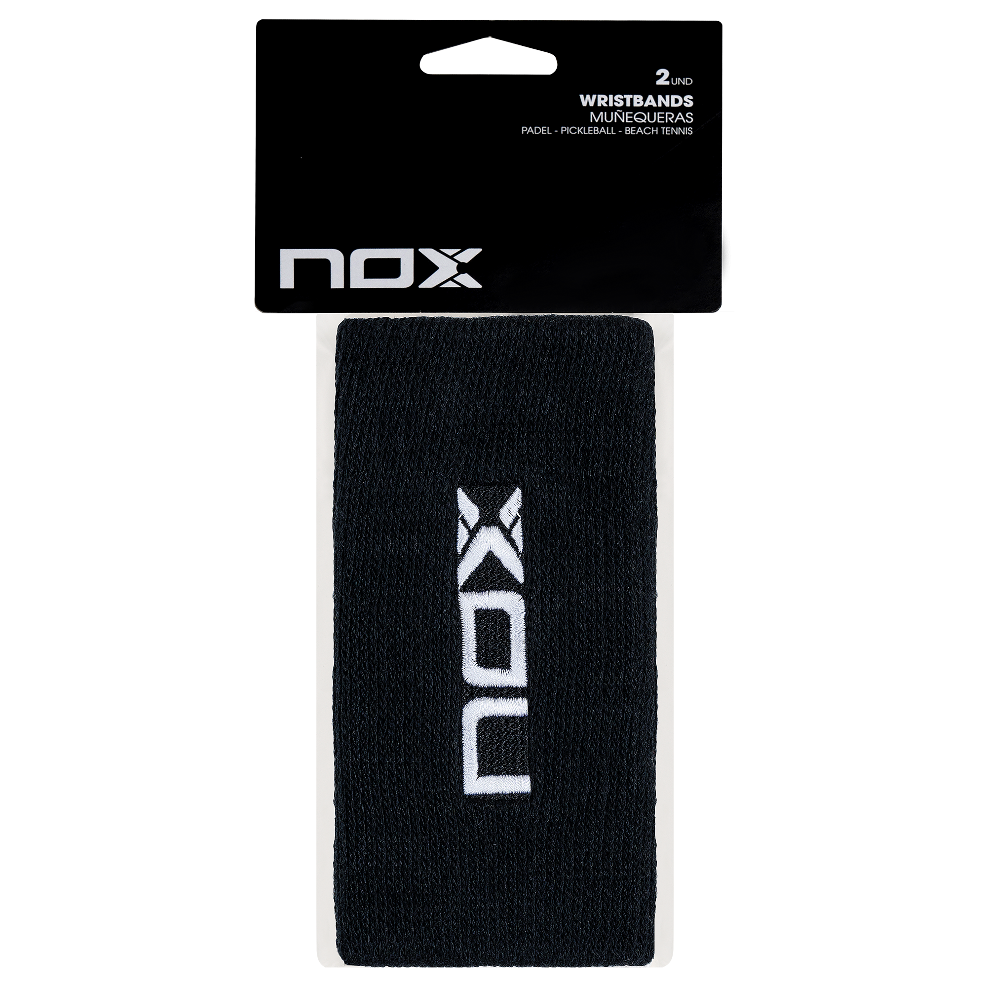 Caja de 6 Uds. - Muñequeras Deportivas Largas Negro/Blanco (2 Uds/Blíster)