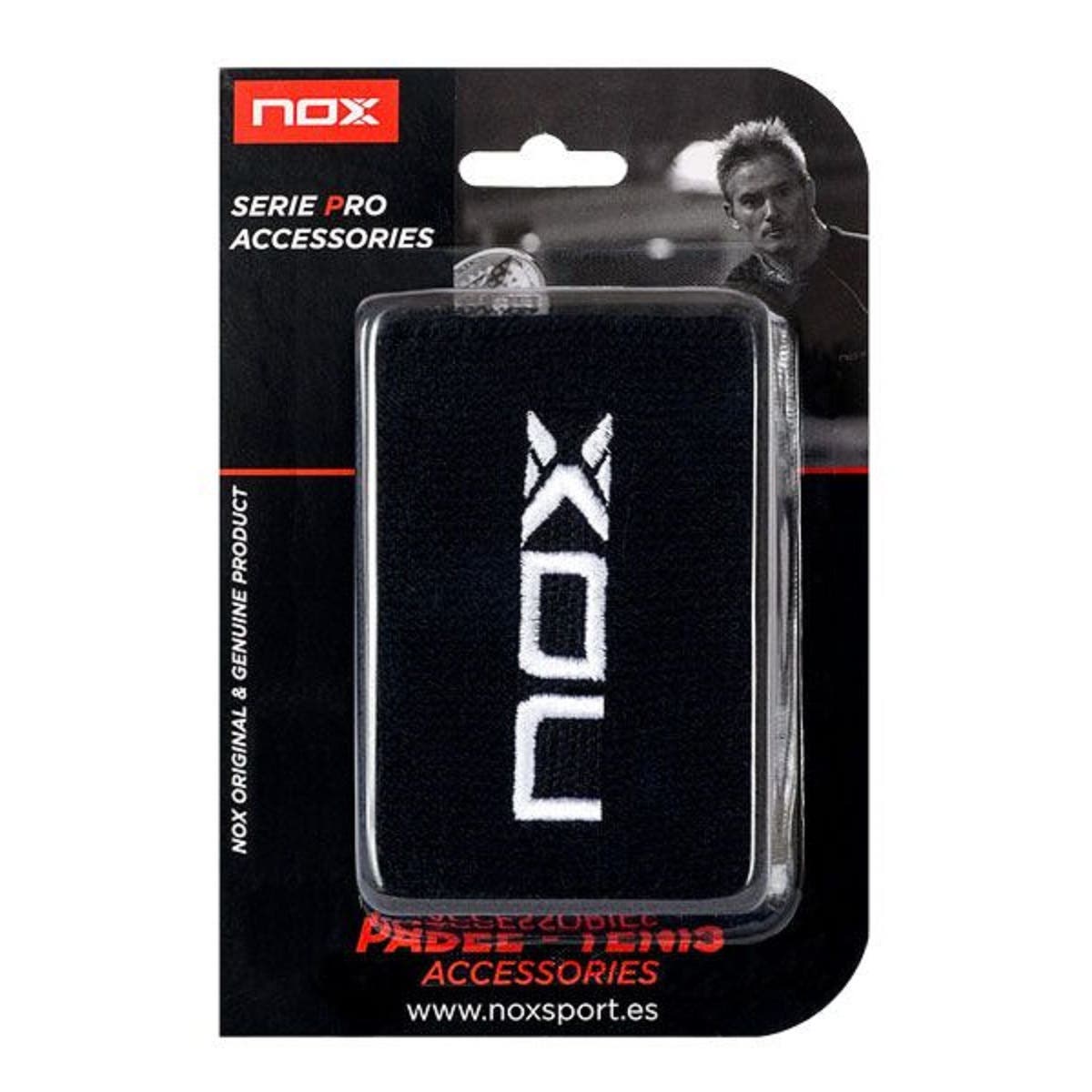 BLISTER (2 UDS) MUÑEQUERA NOX NEGRO LOGO BLANCO MUNEGBLA