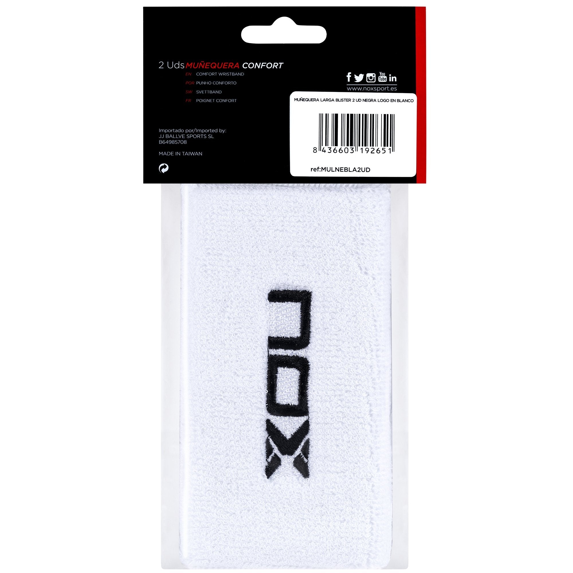 Muñequeras deportivas largas NOX blanco/negro - NOXmuñequerasMuñequeras